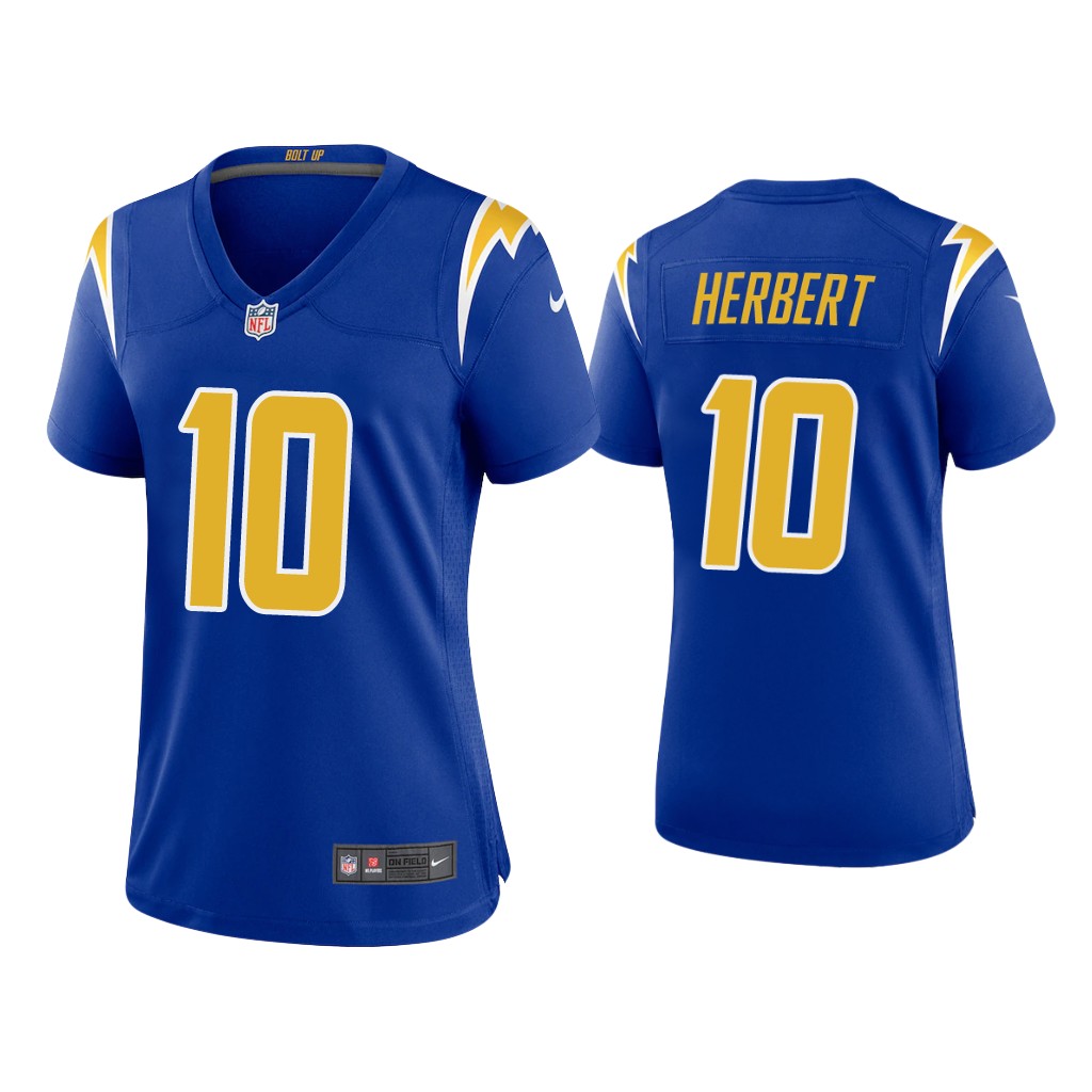 Women's Los Angeles Chargers #10 Justin Herbert New Royal Vapor Untouchable Limited Stitched Jersey