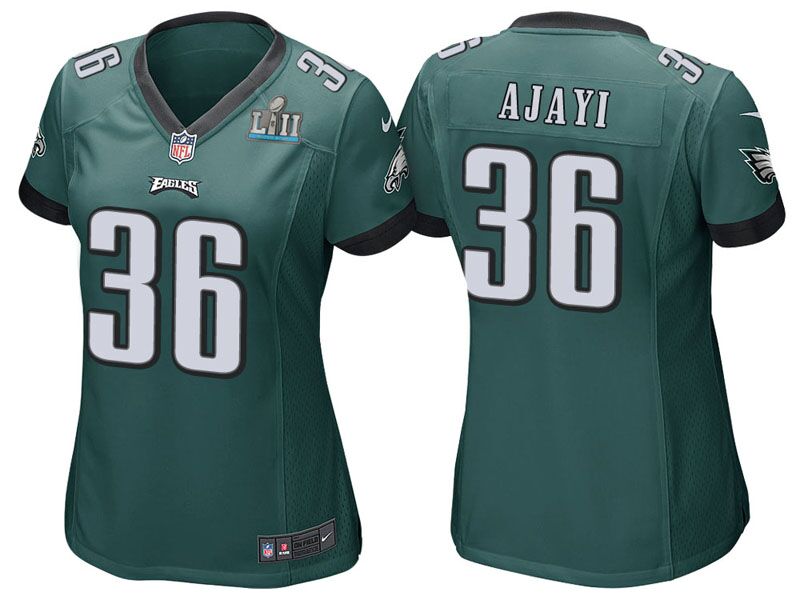 Women's Philadelphia Eagles # 36 Jay Ajayi Green Super Bowl LII Bound Patch Game Event Stitched NFL Jersey