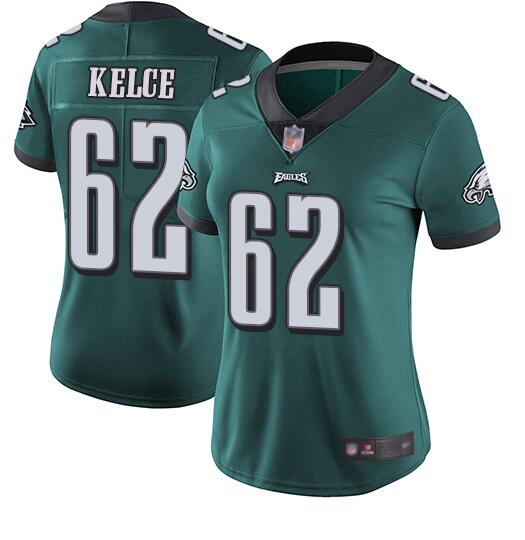 Women's Philadelphia Eagles #62 Jason Kelce Green Vapor Untouchable Limited Stitched NFL Jersey(Run Small)