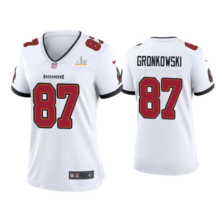 Women's Tampa Bay Buccaneers #87 Rob Gronkowski White 2021 Super Bowl LV Limited Stitched Jersey(Run Small)