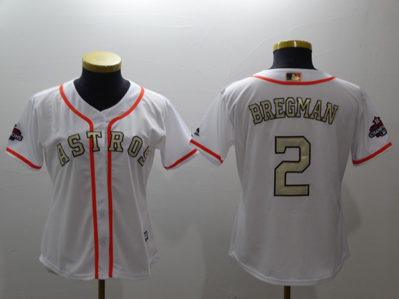 Women's Houston Astros #2 Alex Bregman Majestic White 2018 Gold Program Cool Base Player Stitched MLB Jersey
