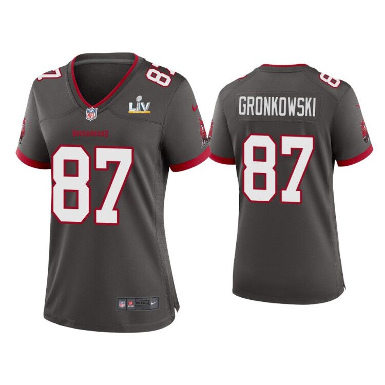 Women's Tampa Bay Buccaneers #87 Rob Gronkowski Grey 2021 Super Bowl LV Limited Stitched Jersey(Run Small)
