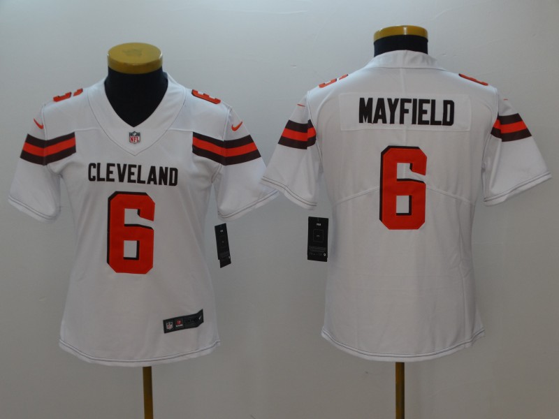 Women's Cleveland Browns #6 Baker Mayfield White 2018 NFL Draft Vapor Untouchable Limited Stitched Jersey