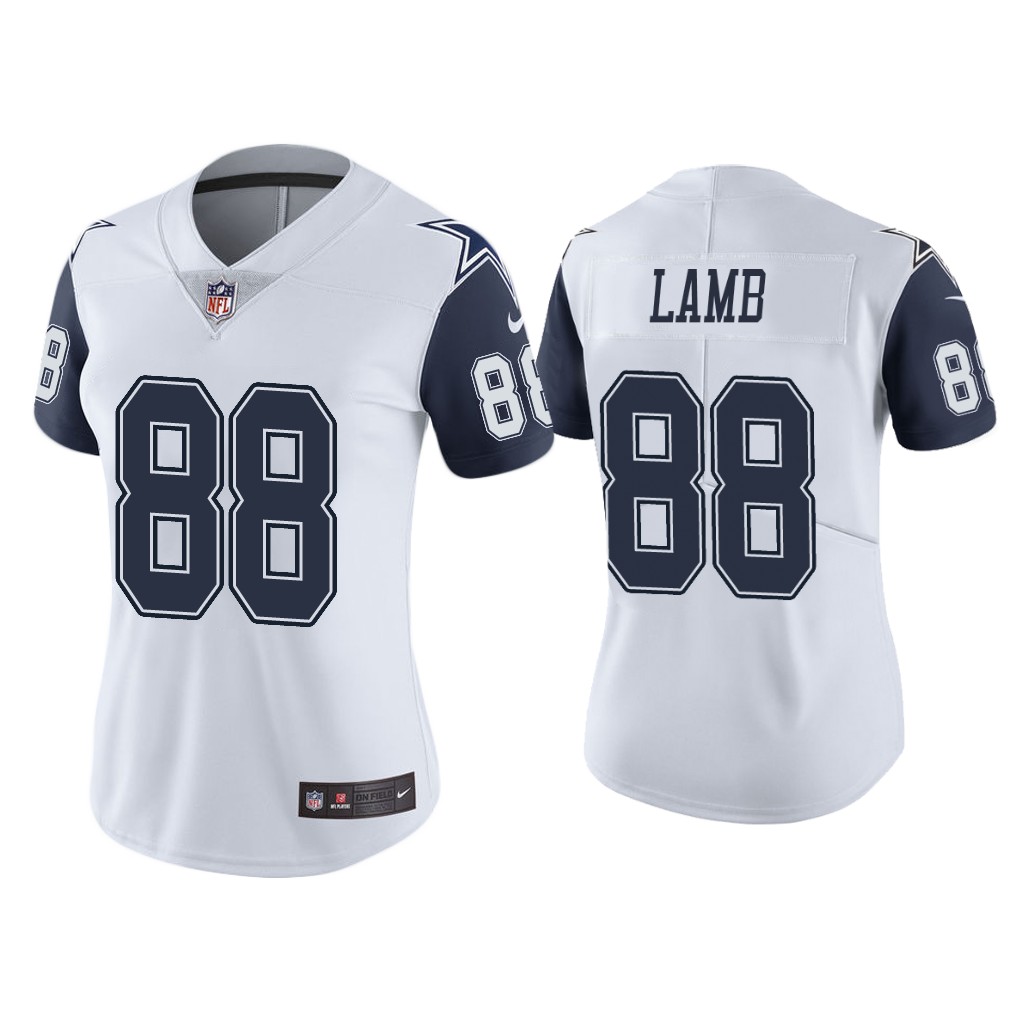 Women's Dallas Cowboys #88 CeeDee Lamb White Vapor Untouchable Limited Stitched Jersey(Run Small）