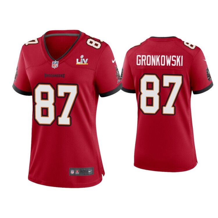 Women's Tampa Bay Buccaneers #87 Rob Gronkowski Red 2021 Super Bowl LV Limited Stitched Jersey(Run Small)
