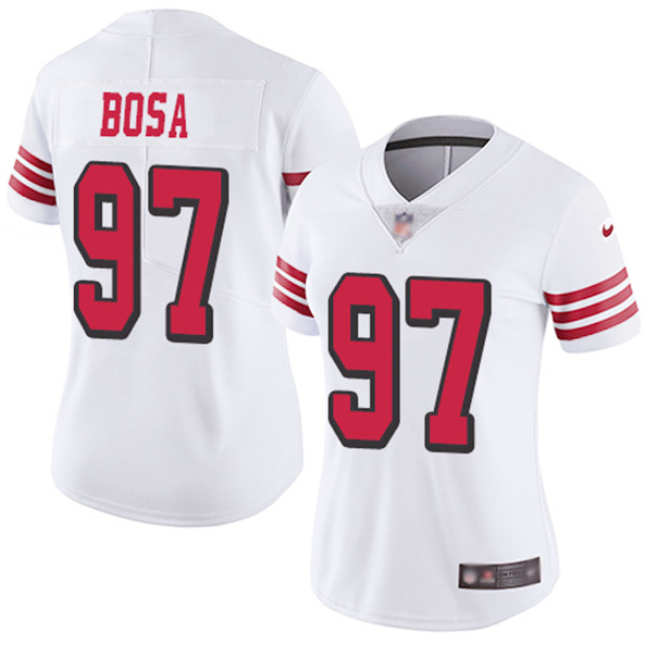 Women's NFL San Francisco 49ers #97 Nick Bosa New White Vapor Untouchable Limited Stitched Jersey