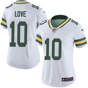 Women's Green Bay Packers #10 Jordan Love White Vapor Untouchable Limited Stitched Jersey(Run Small)