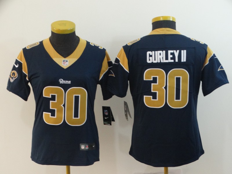 Women's Los Angeles Rams #30 Todd Gurley II Navy Vapor Untouchable Limited NFL Stitched Jersey