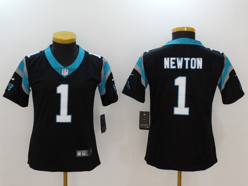 Women's Carolina Panthers #1 Cam Newton Black Vapor Untouchable Player Limited Jersey