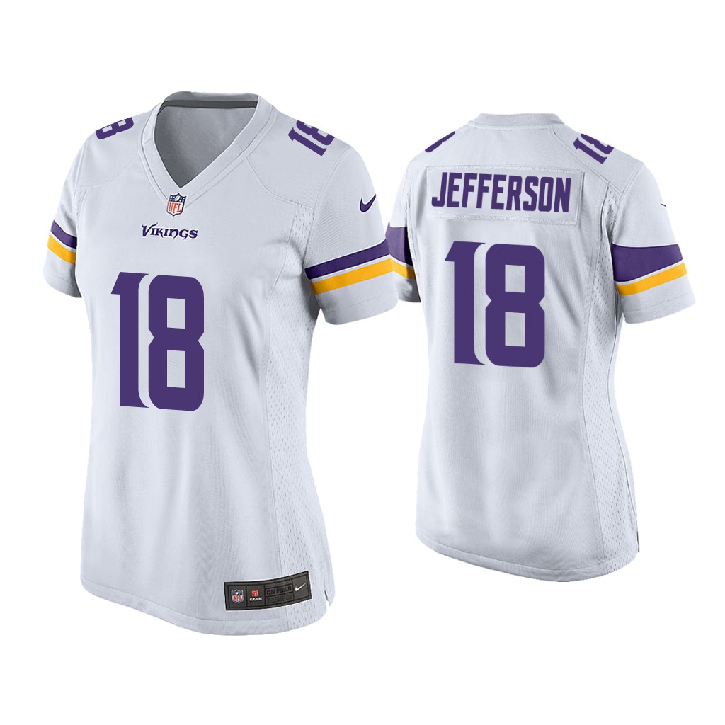 Women's Minnesota Vikings #18 Justin Jefferson White Stitched Jersey(Run Small)