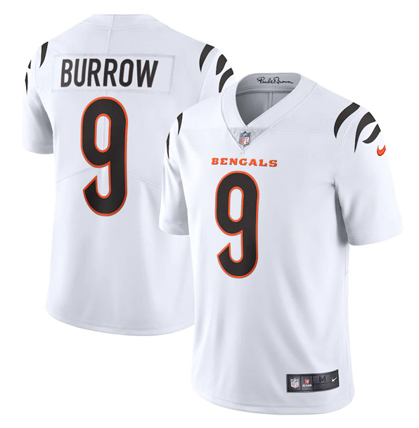 Women's Cincinnati Bengals #9 Joe Burrow 2021 White Vapor Limited Stitched Jersey(Run Small)
