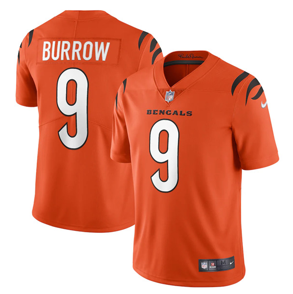 Women's Cincinnati Bengals #9 Joe Burrow 2021 New Orange Vapor Limited Stitched Jersey(Run Small)