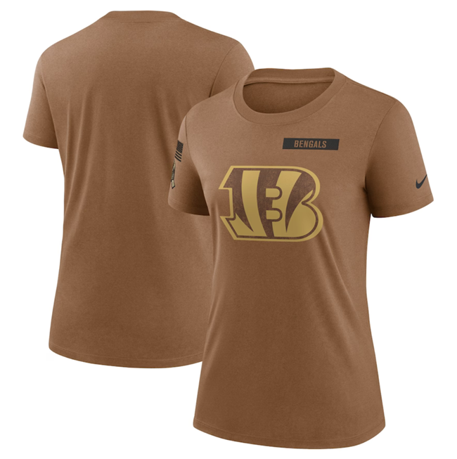 Women's Cincinnati Bengals 2023 Brown Salute To Service Legend Performance T-Shirt(Run Small)