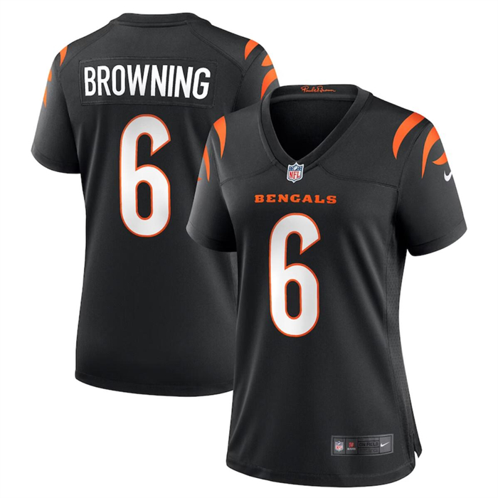 Women's Cincinnati Bengals #6 Jake Browning Black Stitched Football Jersey(Run Small)
