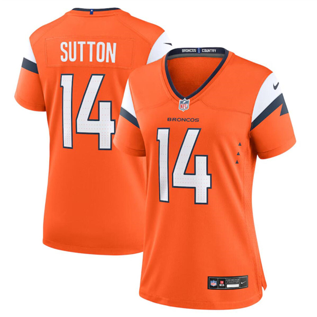 Women's Denver Broncos #14 Courtland Sutton Orange 2024 Stitched Jersey(Run Small)