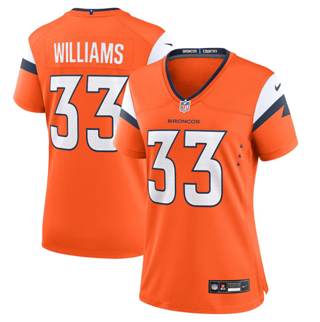 Women's Denver Broncos #33 Javonte Williams Orange 2024 Stitched Jersey(Run Small)