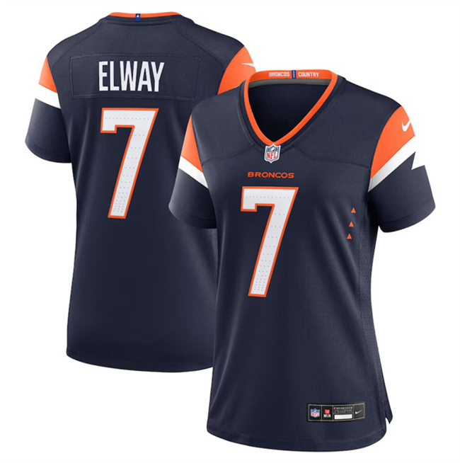 Women's Denver Broncos #7 John Elway Navy 2024 Alternate Stitched Jersey(Run Small)