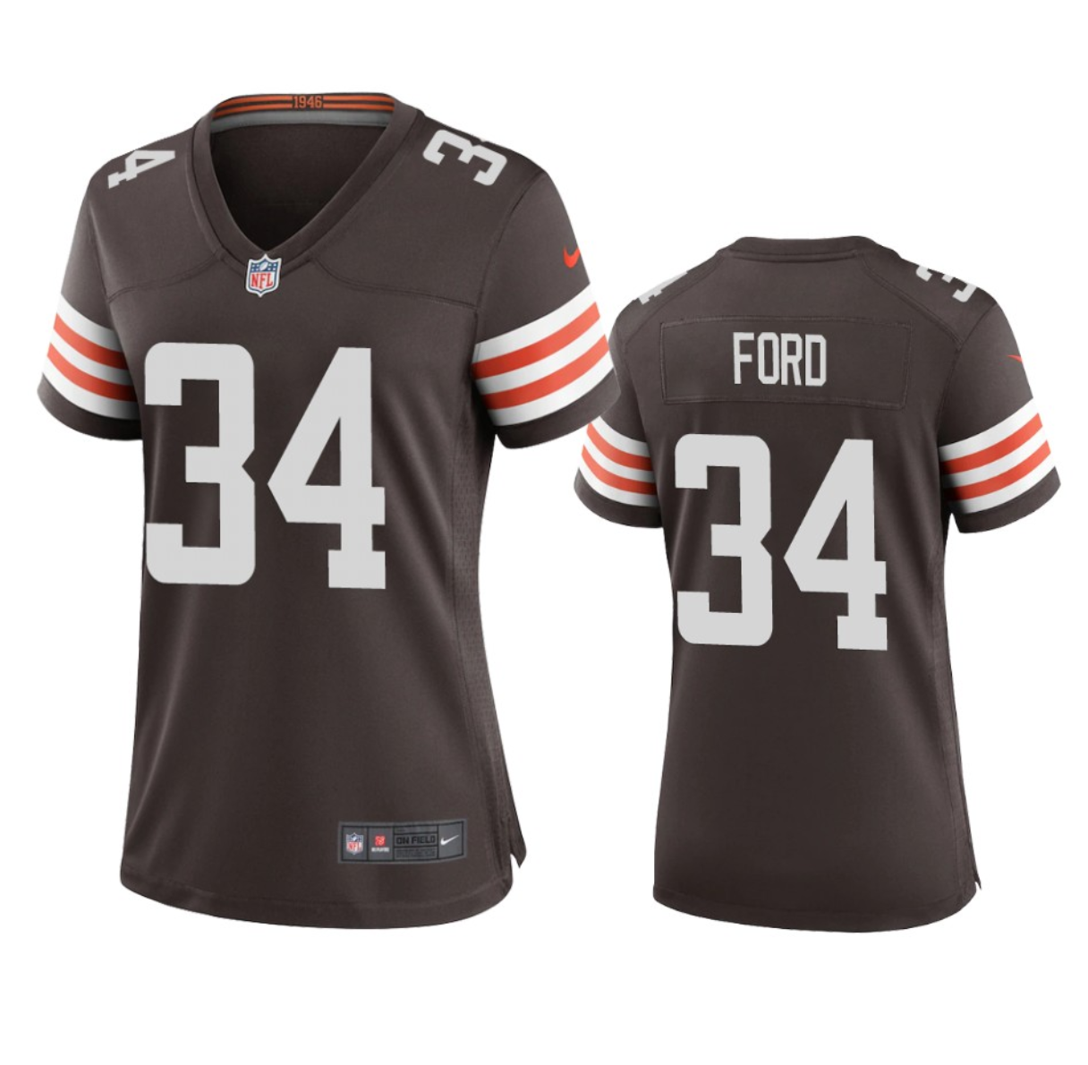 Women's Cleveland Browns #34 Jerome Ford Brown Stitched Jersey(Run Small)