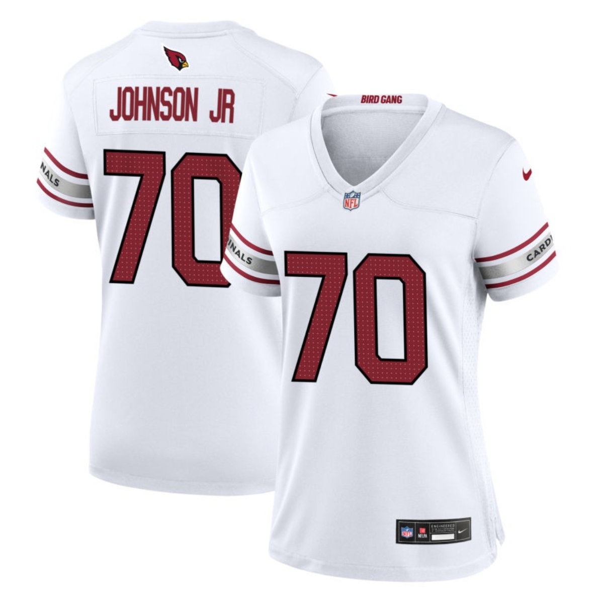 Women's Arizona Cardinals #70 Paris Johnson Jr White 2023 Draft Stitched Jersey(Run Small)