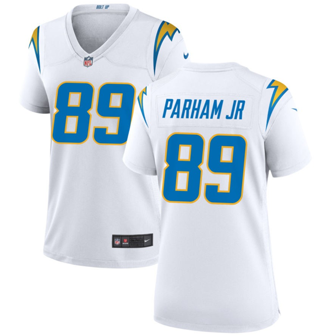 Women's Los Angeles Chargers #89 Donald Parham Jr White Stitched Game Jersey(Run Small)