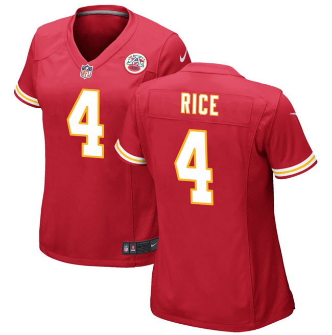 Women's Kansas City Chiefs #4 Rashee Rice Red Stitched Jersey(Run Small)