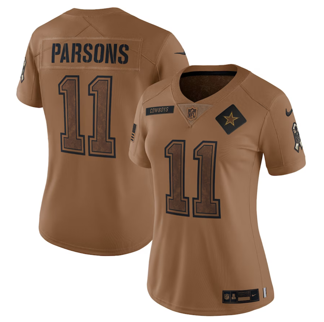 Women's Dallas Cowboys #11 Micah Parsons 2023 Brown Salute To Service Limited Stitched Football Jersey(Run Small）