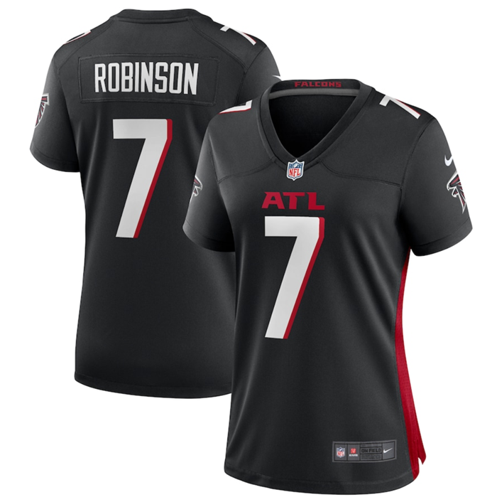 Women's Atlanta Falcons #7 Bijan Robinson Black 2023 Draft Stitched Jersey(Run Small)