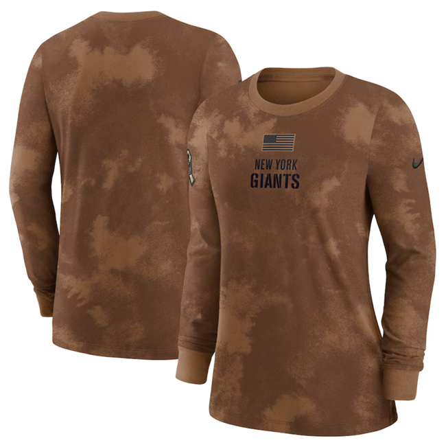 Women's New York Giants Brown 2023 Salute To Service Long Sleeve T-Shirt(Run Small)