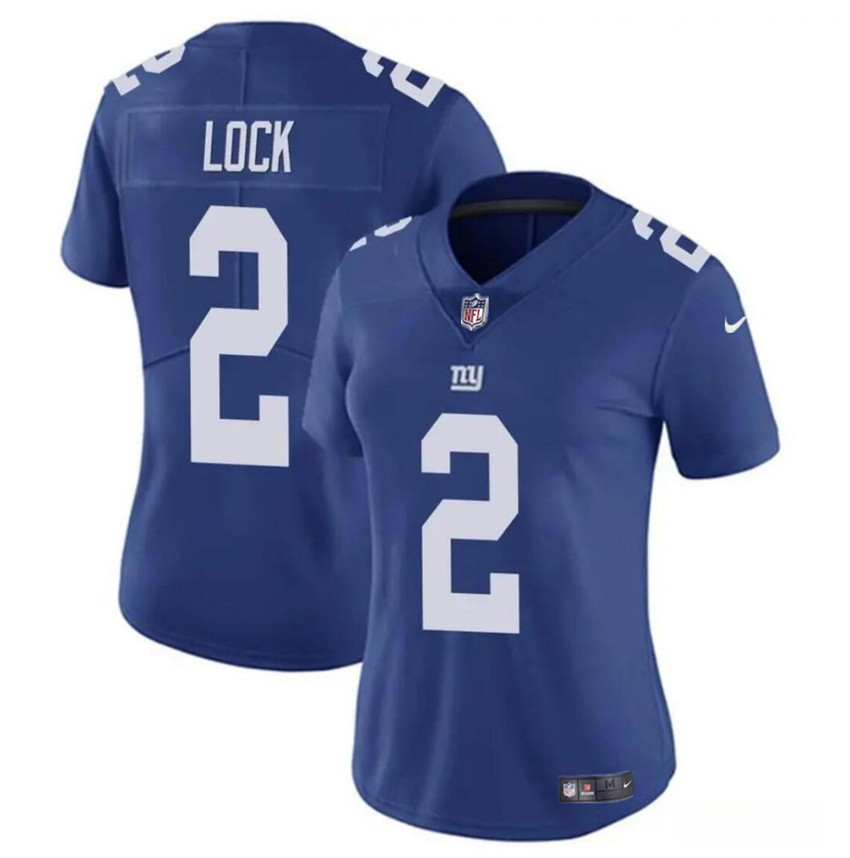 Women's New York Giants #2 Drew Lock Blue Vapor Stitched Jersey(Run Small)
