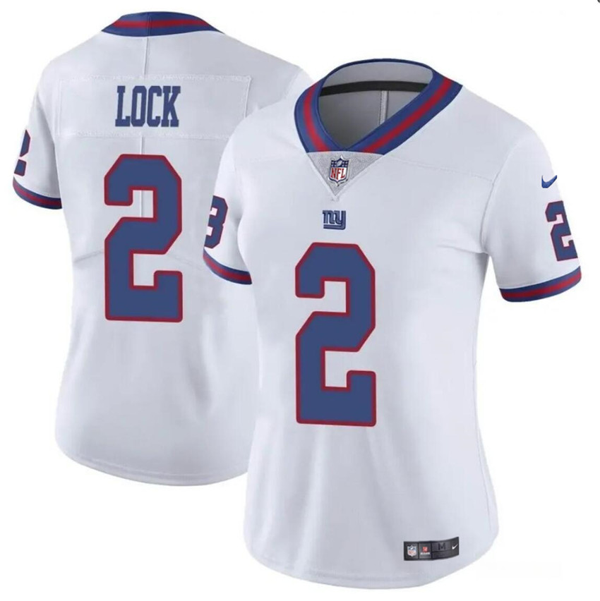 Women's New York Giants #2 Drew Lock White Vapor Stitched Jersey(Run Small)