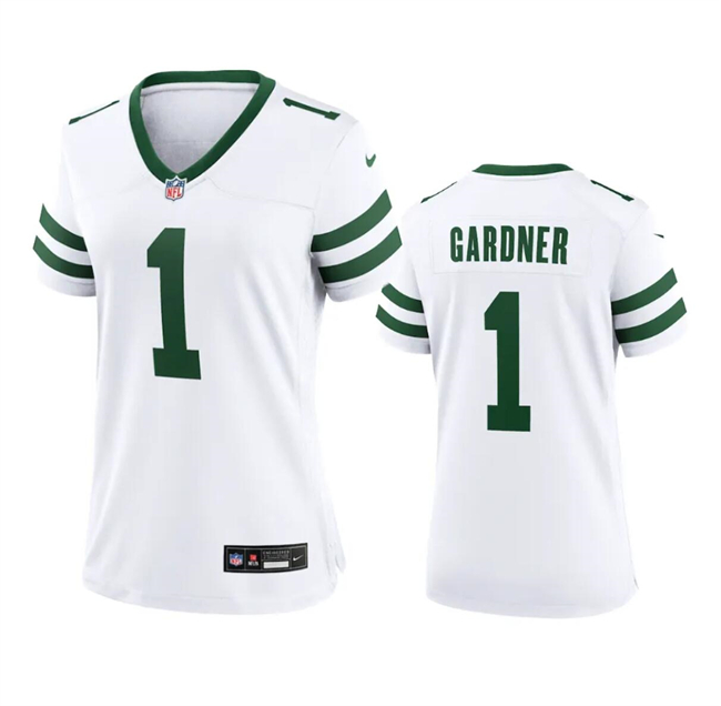 Women's New York Jets #1 Sauce Gardner White 2024 Stitched Football Jersey(Run Small)