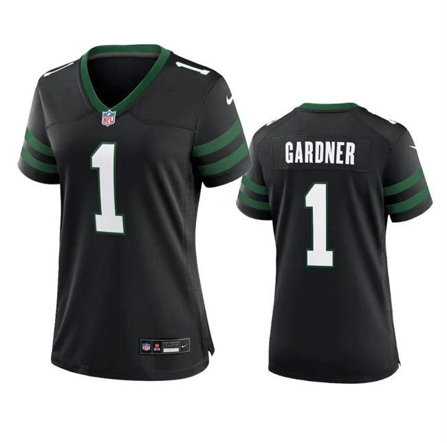 Women's New York Jets #1 Sauce Gardner Black 2024 Stitched Football Jersey(Run Small)
