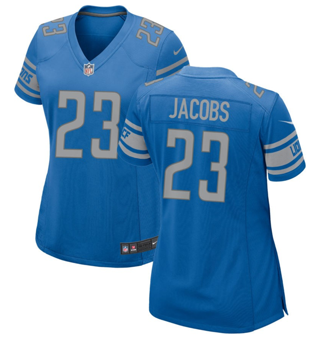 Women's Detroit Lions #23 Jerry Jacobs Blue Stitched Jersey(Run Smaller)