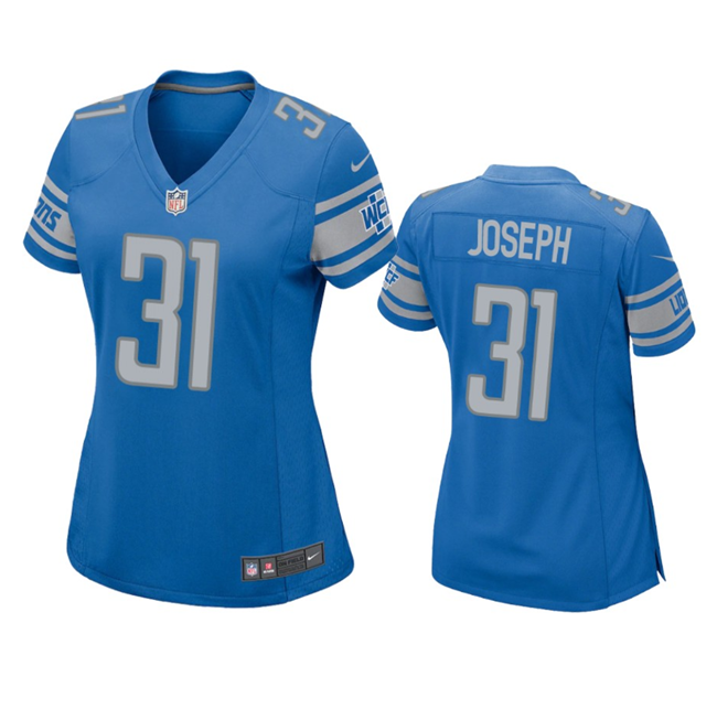 Women's Detroit Lions #31 Kerby Joseph Blue Stitched Jersey(Run Smaller)