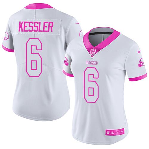 Nike Browns #6 Cody Kessler White/Pink Women's Stitched NFL Limited Rush Fashion Jersey
