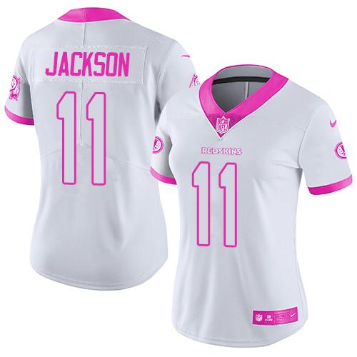 Nike Redskins #11 DeSean Jackson White/Pink Women's Stitched NFL Limited Rush Fashion Jersey
