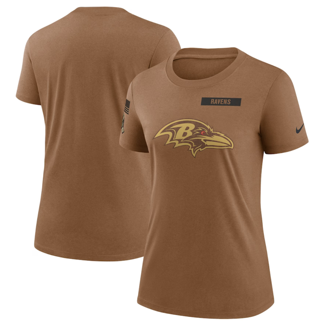 Women's Baltimore Ravens 2023 Brown Salute To Service Legend Performance T-Shirt(Run Small)