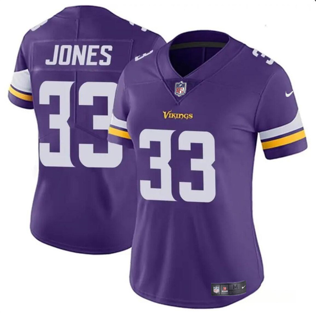 Women's Minnesota Vikings #33 Aaron Jones Purple Vapor Untouchable Limited Stitched Jersey(Run Small)