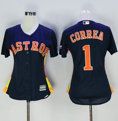 Astros #1 Carlos Correa Navy Blue Women's Alternate Stitched MLB Jersey