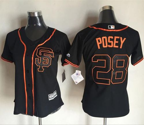 Giants #28 Buster Posey Black Women's Alternate Stitched MLB Jersey