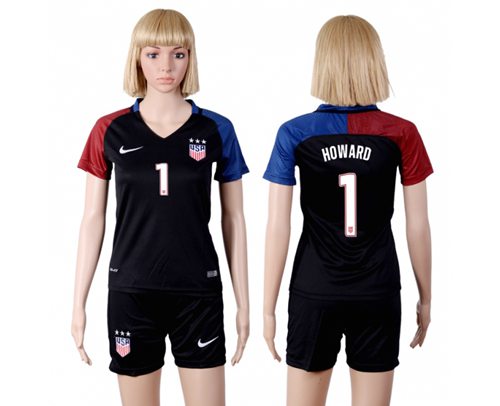 Women's USA #1 Howard Away(Three Star) Soccer Country Jersey