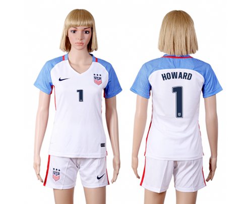 Women's USA #1 Howard Home(Three Star) Soccer Country Jersey