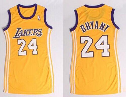 Lakers #24 Kobe Bryant Gold Women's Dress Stitched NBA Jersey