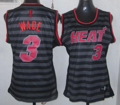 Heat #3 Dwyane Wade Black/Grey Women's Groove Stitched NBA Jersey