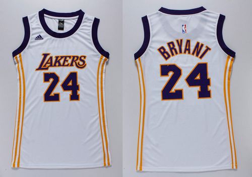 Lakers #24 Kobe Bryant White Women's Dress Stitched NBA Jersey
