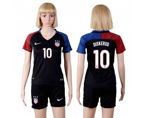 Women's USA #10 Diskerud Away(Three Star) Soccer Country Jersey
