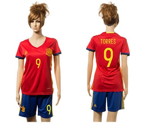 Women's Spain #9 Torres Red Home Soccer Country Jersey