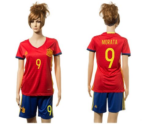Women's Spain #9 Morata Red Home Soccer Country Jersey