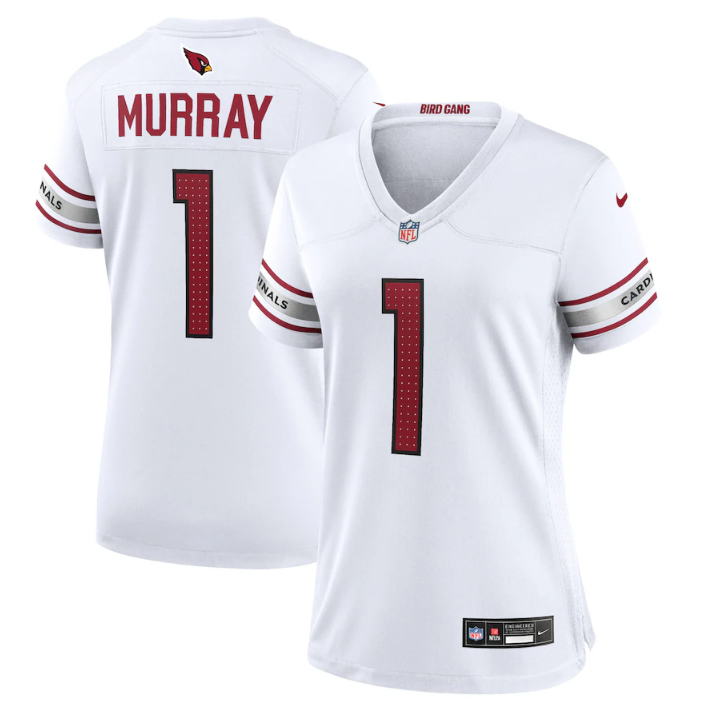 Women's Arizona Cardinals #1 Kyler Murray New White Stitched Jersey(Run Small)