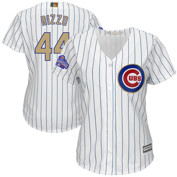 Women's Chicago Cubs #44 Anthony Rizzo Majestic White 2017 Gold Program Player Stitched MLB Jersey
